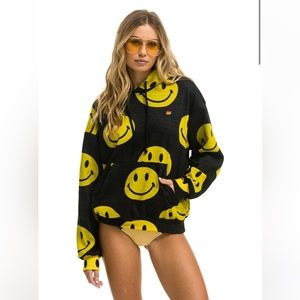 NWT Aviator Nation Smiley Sweatshirt Hoodie Size M